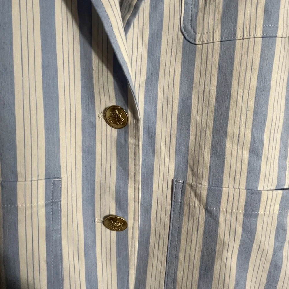 J. Crew Linen Striped Blue & White Blazer Jacket S